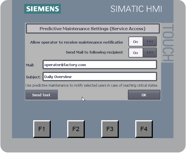 Simatic Basic Panel - Mail settings
